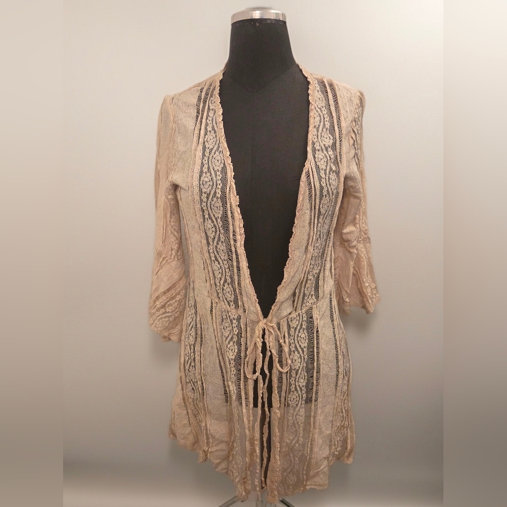 Origami by Vivien Lace Open-Front Cardigan